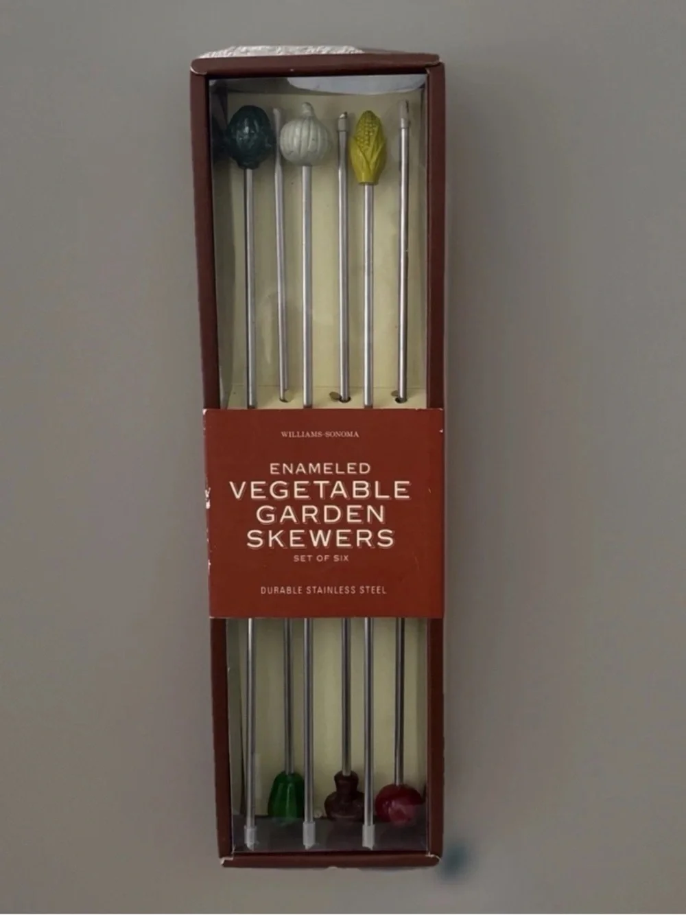 Vintage Williams Sonoma Enameled Vegetable Garden Skewers - Assorted Colors